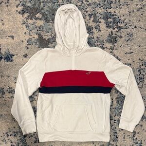 Hollister White, Red, and Black Hoodie